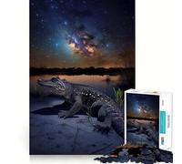 Puzzle "Alligatore sotto le stelle" da 1000 pezzi esercizio mentale divertente,pezzi che si incastrano perfettamente,un modo coinvolgente per passare il tempo libero (38x26cm)