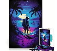 Puzzle "Alone at The Night Beach" per ragazzi,1000 pezzi,gioco stimolante per la mente,pezzi ben tagliati e senza sbavature,facile da imparare,divertimento per tutta la famiglia (38x52cm)