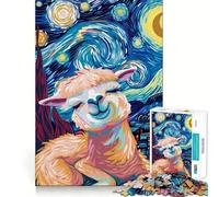 Puzzle "Alpaca in una notte stellata" per ragazzi,1000 pezzi,gioco stimolante per la mente,pezzi ben tagliati e senza sbavature,facile da imparare,divertimento per tutta la famiglia (50x75cm)