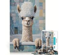 Puzzle "Alpaca per il bagnetto" per ragazzi,1000 pezzi,gioco stimolante per la mente,pezzi senza sbavature,taglio netto,facile da imparare,divertimento per tutta la famiglia (38x52cm)