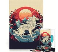 Puzzle Amaterasu Wolf da 1000 pezzi per adulti,gioco di problem solving,taglio di qualità professionale,rilassante attività di gruppo al chiuso (38x52cm)