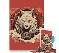 Puzzle Amaterasu Wolf per ragazzi,1000 pezzi,gioco divertente per la mente,connessione pulita e senza interruzioni,un modo coinvolgente per passare il tempo libero (38x52cm)