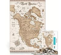 Puzzle "America Old Map" da 1000 pezzi,gioco di logica e pensiero creativo,taglio preciso,precisione e abilità manuale,ideale per momenti di tranquillità e allenamento mentale a casa (38x52cm)