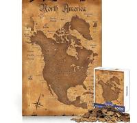 Puzzle "America Old Map" da 1000 pezzi per ragazzi, ideale per allenare la mente, divertimento facile, taglio uniforme, elegante regalo di Natale (38x52cm)