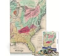 Puzzle "America Old Map" da 1000 pezzi per ragazzi, ideale per stimolare la memoria, per un piacevole momento di relax, con incastri precisi e originali, regalo di Natale (50x75cm)