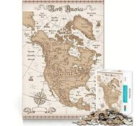 Puzzle "America Old Map" per adulti,1000 pezzi,gioco stimolante per la mente,pezzi precisi e facili da incastrare,attività rilassante di gruppo al chiuso (50x75cm)