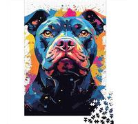 Puzzle American Bully Pittura a Schizzo, Ritratto Pitbull Pop Deciso, 1000 Pezzi Carta Riciclata per Adulti e Oltre i 12 Anni, Gioco Educativo per Rilassarsi, Ottima Idea Regalo 52x38cm/1000pcs