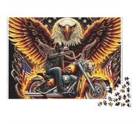 Puzzle American Eagle Biker da 1000 pezzi con aquila che cavalca una moto chopper, gioco educativo per adulti, bella decorazione, sfida ad alta difficoltà, compleanno maschile e femminile, 38x26cm