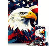 Puzzle American Eagle Patriotic Art per ragazzi,1000 pezzi,gioco divertente per la mente,connessione pulita e senza interruzioni,un modo coinvolgente per passare il tempo libero (50x75cm)