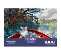 Puzzle American Shorthair Cat 1000 Pezzi Per Bambini E Adulti, Puzzle Con Red Boat, Gioco Per Famiglie, Regalo Per Adulti E Ragazzi 70x50cm/1000pcs