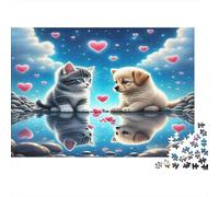 Puzzle Amore tra Gatto e Cane Romantico nel Cielo 1000 Pezzi 52x38cm Carta Riciclata per Adulti Gioco Divertente Decompressione Attività Casa Regalo per Uomini e Donne