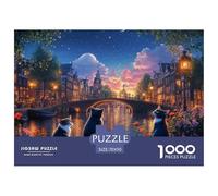 Puzzle Amsterdam Canal Composto Da 1000 Pezzi, Puzzle Urban Night View Adulti, Gioco Diabilità Impossibile Puzzle Arte Gioco Intellettivo Familiare Regali Di Festa 70x50cm/1000pcs