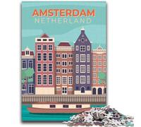 Puzzle Amsterdam Paesi Bassi 1000 pezzi per adolescenti, dai 14 anni in su, rompicapo per famiglie, regali di compleanno per Natale, 1000 pezzi (50x75cm)