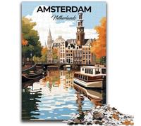 Puzzle Amsterdam Paesi Bassi 1000 pezzi per adolescenti, dai 14 anni in su, rompicapo per famiglie, regali di compleanno per Natale, 1000 pezzi (26x38cm)