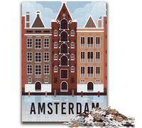 Puzzle Amsterdam Paesi Bassi 1000 pezzi per adolescenti, gioco stimolante, giocattoli, decorazione da parete, regali unici per compleanno e Natale, 1000 pezzi (50x75cm)