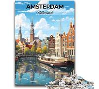 Puzzle Amsterdam Paesi Bassi 1000 pezzi per adulti, per età 14+ Decorazioni per la casa Giochi per famiglie Regali di compleanno di Natale 1000 pezzi (50x75cm)