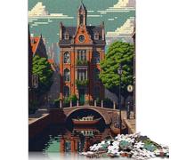 Puzzle Amsterdam Pixel Art per adulti, 500 pezzi, puzzle per adulti, gioco educativo per adolescenti adulti, 500 pezzi (52x38 cm)