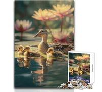 Puzzle "Anatra e anatroccoli nello stagno delle ninfee" da 1000 pezzi per adulti, gioco educativo per allenare la mente, regalo a sorpresa ideale per i propri cari, dimensioni 38x26cm