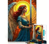 Puzzle "Angelo con spada e corona di fiori" da 1000 pezzi,divertente gioco con tecnologia di taglio laser avanzata,giocattolo per interni per le vacanze (38x52cm)