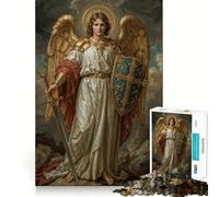 Puzzle Angelo con Spada e Scudo,1000 pezzi,gioco di concentrazione mentale,taglio di precisione,bordi lisci,gioco significativo per costruire connessioni (50x75cm)