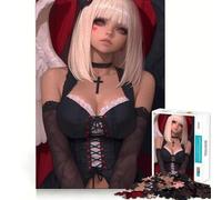Puzzle "Angelo con vestito nero - Ragazza anime" da 1000 pezzi,stimolante per la mente,divertente,senza sbavature,pezzi ben tagliati,ideale per le vacanze e l'intrattenimento in casa (38x52cm)
