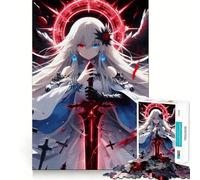 Puzzle "Angelo dai capelli bianchi con spada" da 1000 pezzi,divertente gioco con tecnologia di taglio laser avanzata,giocattolo per interni per le vacanze (50x75cm)