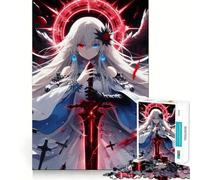 Puzzle "Angelo dai capelli bianchi con spada" per ragazzi,1000 pezzi,gioco di memoria divertente,superficie liscia e senza sbavature,regalo di compleanno,rompicapo (38x52cm)