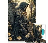 Puzzle "Angelo scheletrico in un campo" da 1000 pezzi per adolescenti ideale per rafforzare la memoria favorire la tranquillità e creare un'atmosfera serena Dimensioni di alta qualità Regalo perfetto