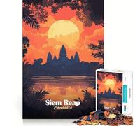 Puzzle Angkor Wat Tramonto 1000,gioco per lo sviluppo delle capacità cognitive,superficie liscia e priva di sbavature,rilassante attività di gruppo al chiuso (50x75cm)