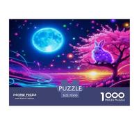 Puzzle Angora Rabbit 1000 Pezzi Per Bambini E Adulti, Puzzle Con Full Moon Flower Tree, Momenti Felici Insieme, Idea Regalo 70x50cm/1000pcs
