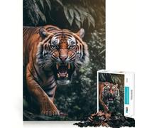 Puzzle Angry Tiger da 1000 pezzi per adolescenti,divertente per stimolare la mente,con pezzi di dimensioni uniformi e precisi,ideale per attività di gruppo rilassanti in casa (38x26cm)