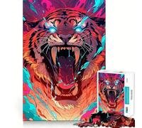 Puzzle Angry Tiger da 1000 pezzi per ragazzi,gioco di concentrazione mentale,tagli di precisione,bordi lisci,ideale come regalo di Natale (50x75cm)