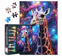 Puzzle animali 1000 pezzi, giraffa con macchie colorate puzzle per adulti 1000 pezzi, puzzle casa sull'albero, 49,5 x 79,5 cm