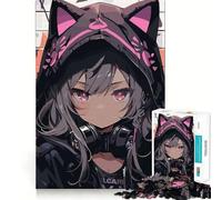 Puzzle Anime Cat Girl Graffiti da 1000 pezzi,gioco di costruzione che mette alla prova la concentrazione,montaggio sicuro e preciso,divertimento in casa durante le vacanze (38x26cm)