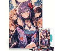Puzzle Anime City Girls da 1000 pezzi per adolescenti,gioco stimolante per la mente,incastro perfetto,senza spazi vuoti,rilassante attività di gruppo al chiuso (50x75cm)