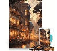 Puzzle Anime City Tramonto Crepuscolo per Adolescenti 1000 Pezzi Stimola la Mente Divertimento Componenti Rifiniti e Robusti Attività di Collezionamento Emozionante (38x26cm)