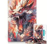 Puzzle anime colorato con drago al neon per ragazzi, 1000 pezzi, gioco di logica, divertimento per tutta la famiglia, taglio di precisione, (50x75cm)