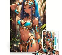 Puzzle anime con dea egizia e ragazza anime,1000 pezzi,divertente per allenare la mente,con componenti robusti e ben definiti,ideale per rilassarsi in casa (38x26cm)