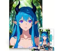 Puzzle anime con ragazza elfa con corna nella foresta per adolescenti,1000 pezzi,gioco stimolante per la mente,montaggio sicuro e attività di gruppo per i propri cari (38x52cm)