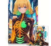 Puzzle Anime Cybernetic Girl 1000 Gioco di memoria ad alta precisione Taglio di precisione Artigianato Sfida cerebrale interattiva per la casa (38x52cm)