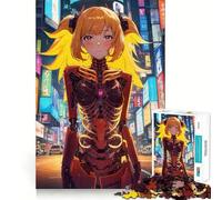 Puzzle Anime Cybernetic Girl da 1000 pezzi,gioco di concentrazione mentale,design a incastro preciso,sfida interattiva per il cervello per la casa (50x75cm)