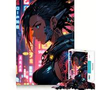Puzzle Anime Cyberpunk Girl da 1000 pezzi,divertente e stimolante per la mente,con componenti robusti e ben definiti,ideale per rilassarsi in casa (38x52cm)