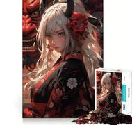 Puzzle Anime Demon Girl da 1000 pezzi,sfida mentale,taglio di alta precisione,divertente sfida per il tempo di attesa (38x26cm)