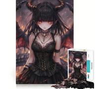Puzzle Anime Demone Ragazza 1000 Pezzi Giocattolo di Costruzione Concentrazione Assemblaggio Sicuro e Sicuro Giocattolo per le Vacanze e l'Intrattenimento Interno (38x52cm)
