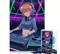 Puzzle Anime DJ in Neon Club da 1000 pezzi,gioco di abilità mentale,incastro stabile,parti che non si spostano,passatempo divertente per i lunghi weekend (38x52cm)