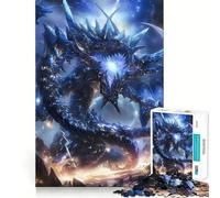 Puzzle Anime Drago Blu Cristallo 1000 Pezzi Giocattolo di Costruzione Concentrazione Assemblaggio Sicuro e Sicuro Gioco di Divertimento per Interni (38x26cm)