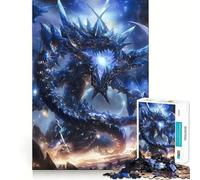 Puzzle Anime Drago Blu Cristallo da 1000 pezzi per adolescenti,attività divertente per stimolare la mente,taglio di alta precisione,attività creativa rilassante e pausa mentale (38x52cm)