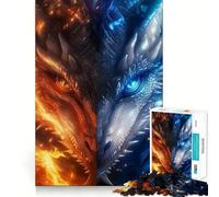 Puzzle Anime Drago Fuoco e Ghiaccio 1000 pezzi per adolescenti Gioco stimolante per la mente Montaggio sicuro e stabile Divertimento in famiglia Attività serale (38x26cm)