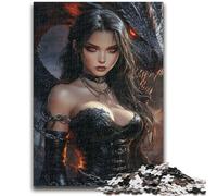 Puzzle Anime Dragon Girl per adulti, 1000 pezzi, arte interessante, riduzione dello stress, lista dei desideri con Babbo Natale per età 14 anni, 50x75cm