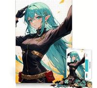 Puzzle Anime Elfa Ragazza 1000 Pezzi Giocattolo di Costruzione Concentrazione Assemblaggio Sicuro e Sicuro Gioco di Divertimento per Interni (38x52cm)